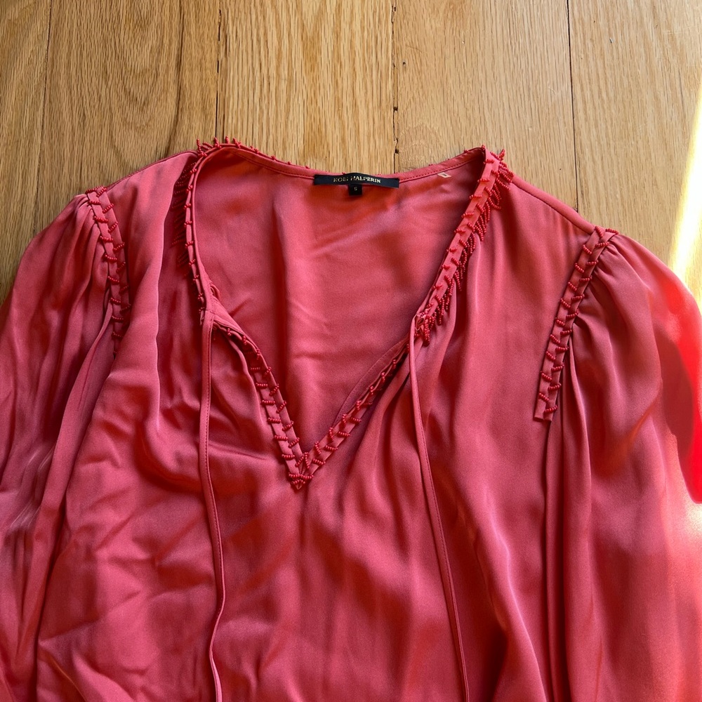 Kobi Halperin Coral Pink Silk Blouse